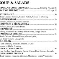 House salad on dinner menu (notice price difference) at Al Biernat's - North in Dallas