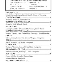 House salad on lunch menu (notice price difference) at Al Biernat's - North in Dallas