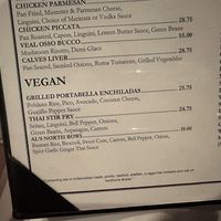 Vegan menu  at Al Biernat's - North in Dallas