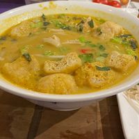 Tofu and mushroom curry noodle soup at Pho in Cardiff
