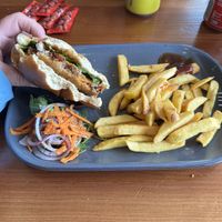 Spicy bean burger   at Glencoe Mountain Resort in Ballachulish