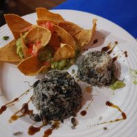 Rice and nacho's. at El Bigote Mexicano in Lierganes