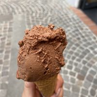 Chocolate ice cream with vegan cone  at Gelateria Wind in Arco