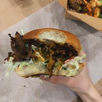 the bahji burger  at Friends of Food in Leeds