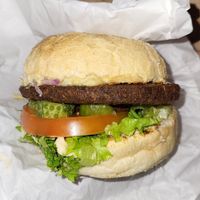 Vegan falafel burger at Sim Sala Bim in Porto Alegre
