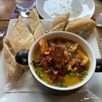 Soup - the veg crisps on top were so delicious  at The Victoria in Beeston