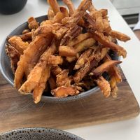 Sweet potato fries with vegan mayonnaise  at The Deck in Forster