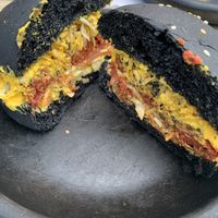 Frankenburger cut open at Café León in Bogota