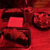 Hot dogs, nachos, and oreo milkshake  at Café León in Bogota