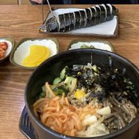 Unfortunately the vegetarian kimbap was with egg and mayonnaise even though I asked them to omit it. at Gimbap Cheongug Central Branch in Sokcho