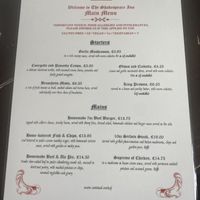 Main menu 1, June 2022  at The Shakespeare Inn in Bridgnorth