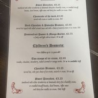 Dessert menu, June 2022  at The Shakespeare Inn in Bridgnorth