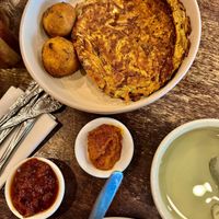 Cheesy Potato Balls, Okonomiyaki & Iced Matcha Latte  at 1Two1 Vegan Café in Springwood
