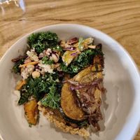 Delicious Garden Tart with chickpea salad at 1Two1 Vegan Café in Springwood