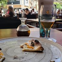 Lovely shaded terrace (at least between 12 and 1 but there are also umbrellas) at Blu Bar in Barcelona