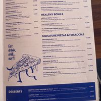 Food menu   at Blu Bar in Barcelona