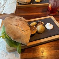 BLU BAR FAMOUS VEGGIE BURGER  at Blu Bar in Barcelona