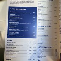 Menu  at Blu Bar in Barcelona