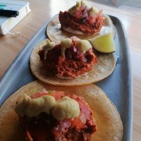 Vegan tacos very yummy at Blu Bar in Barcelona