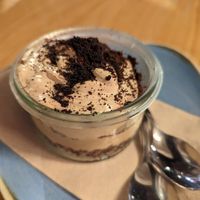 Forgot to get pics of the other food but here is the yummy tiramisu! at Blu Bar in Barcelona