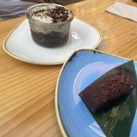Tiramisu and plant based snickers  at Blu Bar in Barcelona
