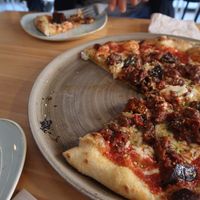 Pizza with eggplants  at Blu Bar in Barcelona