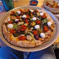 Pizza calabrese at Blu Bar in Barcelona