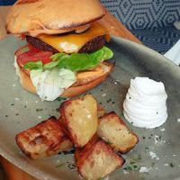 Blu bar famous veggie burger at Blu Bar in Barcelona