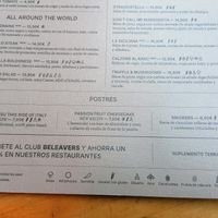 Menu at Blu Bar in Barcelona