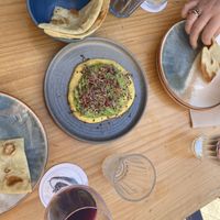 Avocado and hummus tapas  at Blu Bar in Barcelona