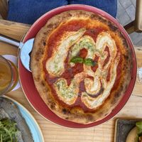 Cashew cheese pizza  at Blu Bar in Barcelona