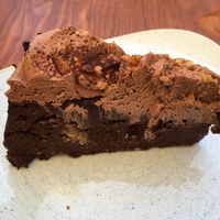 Brownie with nutella mousse at Blu Bar in Barcelona