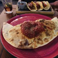 The best calzone ever! 🖤 at Blu Bar in Barcelona