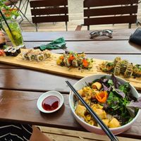 Spring roll bowl + sushi variation at Chay Vegan Kitchen in Nuremberg