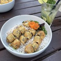 Reisnudeln mit Frühlingsrollen   at Chay Vegan Kitchen in Nuremberg