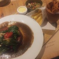 vegan steak & fries  at Orzo in Warsaw