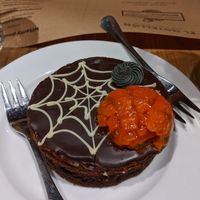 Vegan brownie desert at Orzo in Warsaw