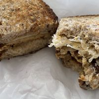 Tempeh Reuben sandwich — very big and filling at Sugar Apple Organic Cafe in Key West