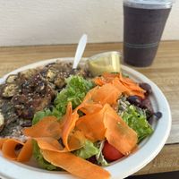 Pesto Rice (ok, miso dressing for salad was superb) and Angela smoothie (so amazing!!!!!!)  at Sugar Apple Organic Cafe in Key West