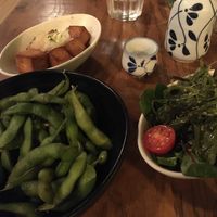Agedashi tofu, edamame, seaweed salad at Café Japonais in Bordeaux