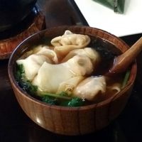 Cute wanton (small dumpling) in soup. Delicious! at SUHU (Vege Tiger) - Huayuan Building in Beijing