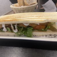 Tosta con pollo empanado y escalivada  at Batoi Cafe Bar in San Vicente Del Raspeig