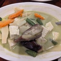 Green curry - very delicious! ( I had already served myself some out of this bowl) at Kao Sook Thai Cuisine in Scotts Valley