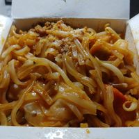 Pad Thai $10.45 / ask to be made vegan (no egg). They don't use fish sauce at Kao Sook Thai Cuisine in Scotts Valley