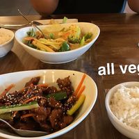tofu curry and genera tao at Padmanadi in Edmonton
