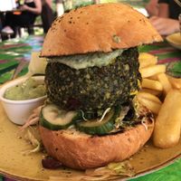 the best vegetarian burger I have ever eaten!!! at Bieszczadzka Legenda in Ustrzyki Gorne