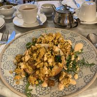 Scrambled tofu and bacon lardon bagel  #Veganuary at Beck Hall in Malham