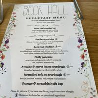 Breakfast menu   at Beck Hall in Malham