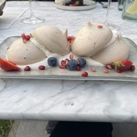 Pomegranate rose meringue & sticky toffee pudding  at Beck Hall in Malham