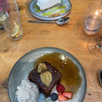 Sticky toffee pudding & cheesecake  at Beck Hall in Malham